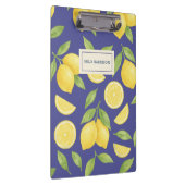 Aangepast Blauw Waterverf Citroenpatroon Klembord (Rechts)