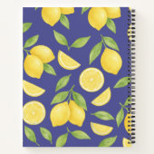 Aangepast Blauw Waterverf Citroenpatroon Notitieboek (Achterkant)