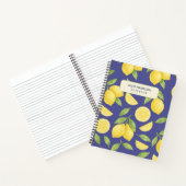 Aangepast Blauw Waterverf Citroenpatroon Notitieboek (Binnen)