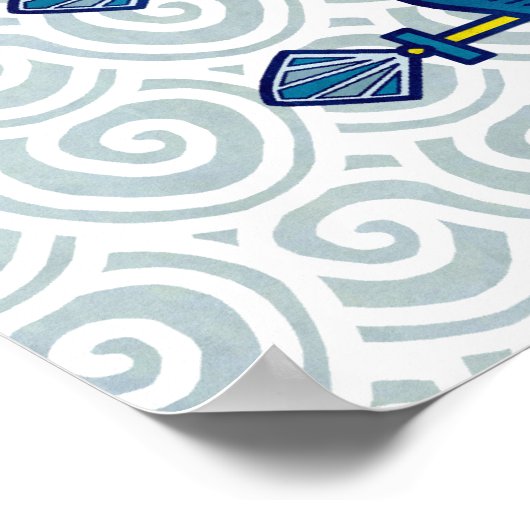 Aangepast blauw winkelbord met schuifbalken poster (Hoek)