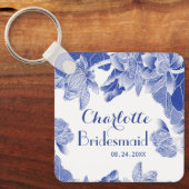 Aangepast blauw wit flesje bruidsbruid bruiloft sleutelhanger (Voorkant)