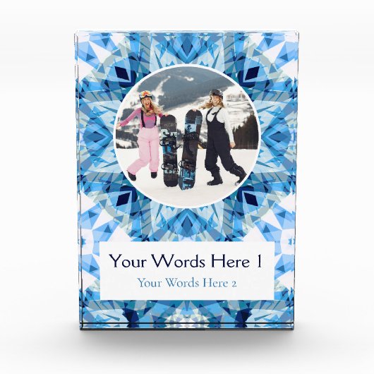 Aangepast blauw wit kerst decor cadeau fotoblokken (Voorkant)