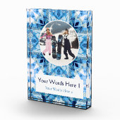 Aangepast blauw wit kerst decor cadeau fotoblokken (Rechts)