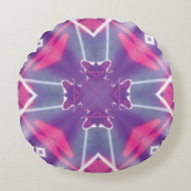 Aangepast blauw wit kruisvormig vormgegeven rondre rond kussen (Voorkant)