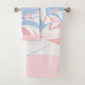 Aangepast blauw wit roze marmer Abstract Bad Handdoek (Insitu)