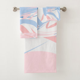 Aangepast blauw wit roze marmer Abstract Bad Handdoek