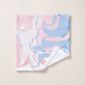 Aangepast blauw wit roze marmer Abstract Bad Handdoek (Wasdoekje)