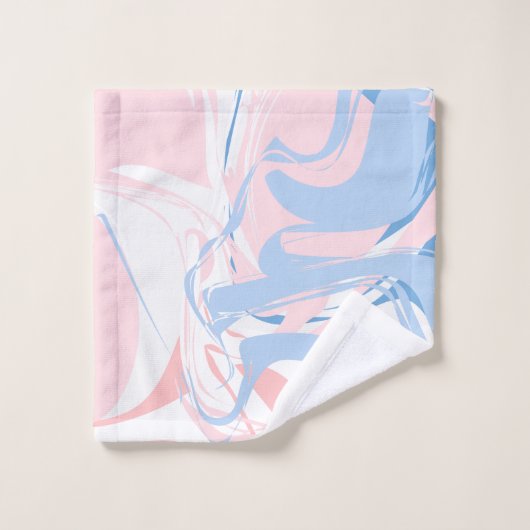 Aangepast blauw wit roze marmer Abstract Bad Handdoek (Wasdoekje)