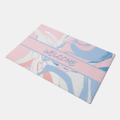 Aangepast blauw wit roze marmer Abstract Deurmat (Schuin)