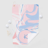 Aangepast blauw wit roze marmer Abstract Golfhanddoek (Insitu)