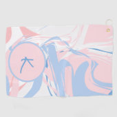 Aangepast blauw wit roze marmer Abstract Golfhanddoek (Horizontaal)