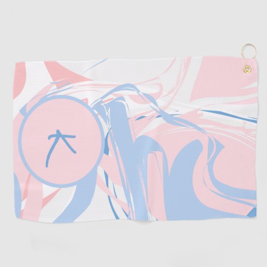 Aangepast blauw wit roze marmer Abstract Golfhanddoek (Horizontaal)