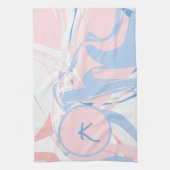 Aangepast blauw wit roze marmer Abstract Theedoek (Verticaal)