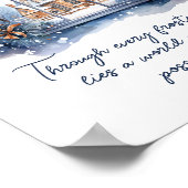 Aangepast Blauw Wit Sneeuw Nordic Winter Inspirere Poster (Hoek)