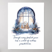 Aangepast Blauw Wit Sneeuw Nordic Winter Inspirere Poster (Voorkant)