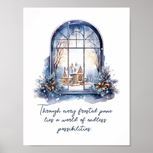 Aangepast Blauw Wit Sneeuw Nordic Winter Inspirere Poster (Voorkant)