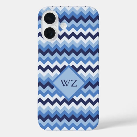 Aangepast Blauw Wit Zwart Chevron Zigzag Patroon Case-Mate iPhone Case (Achterkant)