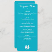Aangepast Blauw Witte Zeepaardje Trouwmenu Menu (Voorkant / Achterkant)