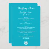 Aangepast Blauw Witte Zeepaardje Trouwmenu Menu (Voorkant / Achterkant)