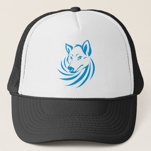 Aangepast blauw Wolf Logo Trucker Pet (Voorkant)