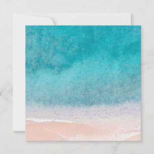Aangepast blauw Zee golven zeestrand zand zwart Notitiekaartje