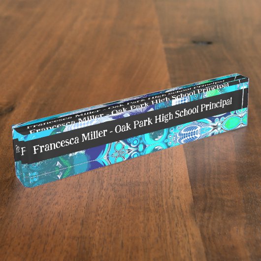 Aangepast blauw Zee voor zakelijk gebruik Bubbles Naambordje (Zijkant)