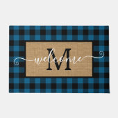 Aangepast blauw zwart buffel Controleer het patroo Deurmat (Voorkant)