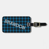 Aangepast blauw zwart buffel Lumberjack Patroon Bagagelabel (Voorkant horizontaal)