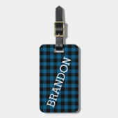 Aangepast blauw zwart buffel Lumberjack Patroon Bagagelabel (Voorkant verticaal)