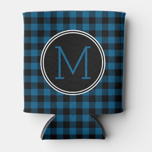 Aangepast blauw zwart buffelpatroon controleren blikjeskoeler (Voorkant)