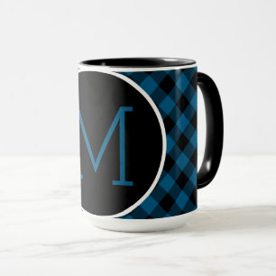 Aangepast blauw zwart buffelpatroon controleren mok