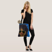 Aangepast blauw zwart formaat tote bag (Op model)