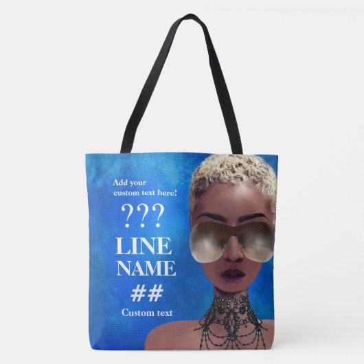 Aangepast blauw zwart formaat tote bag (Voorkant)