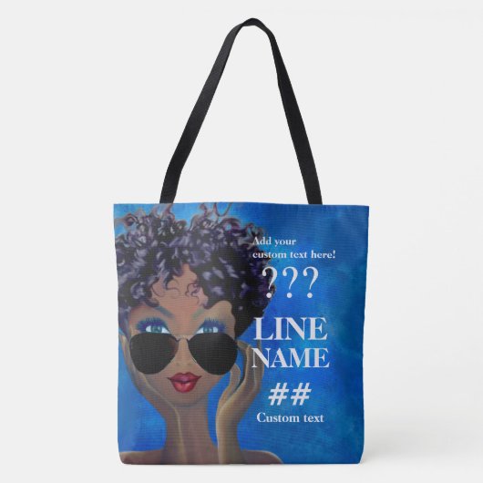 Aangepast blauw zwart formaat tote bag (Voorkant)