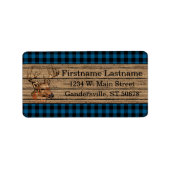 Aangepast blauw zwart landelijk geruit patroon etiket (Voorkant)