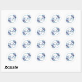 Aangepast blauwe bloem logo sticker – Elegante ron (Vel)