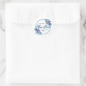 Aangepast blauwe bloem logo sticker – Elegante ron (Tas)