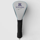 Aangepast blauwe golfer monogram golfheadcover (Voorkant)