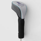 Aangepast blauwe golfer monogram golfheadcover (Schuin)