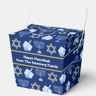 Aangepast Blauwe Hanukkah Patroon Fortune Feest Bedankdoosjes