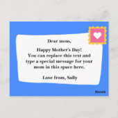 Aangepast - Blauwe regenboog Moederdag Briefkaart (Achterkant)