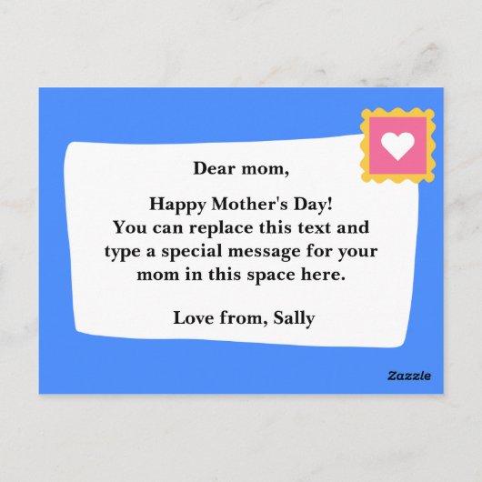 Aangepast - Blauwe regenboog Moederdag Briefkaart (Achterkant)