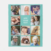 Aangepast Blauwgroen 11 fotocollage Fleece Deken (Voorkant)