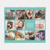 Aangepast Blauwgroen 11 fotocollage Fleece Deken (Voorkant (Horizontaal))