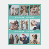 Aangepast Blauwgroen 9 fotocollage Fleece Deken (Voorkant)