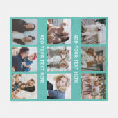 Aangepast Blauwgroen 9 fotocollage Fleece Deken (Voorkant (Horizontaal))