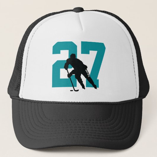 Aangepast Blauwgroen aantal aangepaste Hockey Play Trucker Pet (Voorkant)