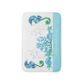 Aangepast Blauwgroen asqua en wit zeezeug Badmat (Voorkant Verticaal)