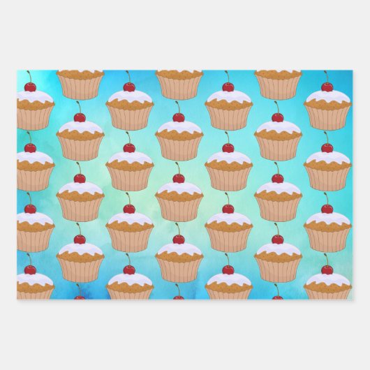 Aangepast Blauwgroen Birthday Wrapping Paper (Voorkant 3)