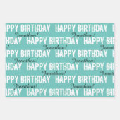 Aangepast Blauwgroen Birthday Wrapping Paper (Voorkant)